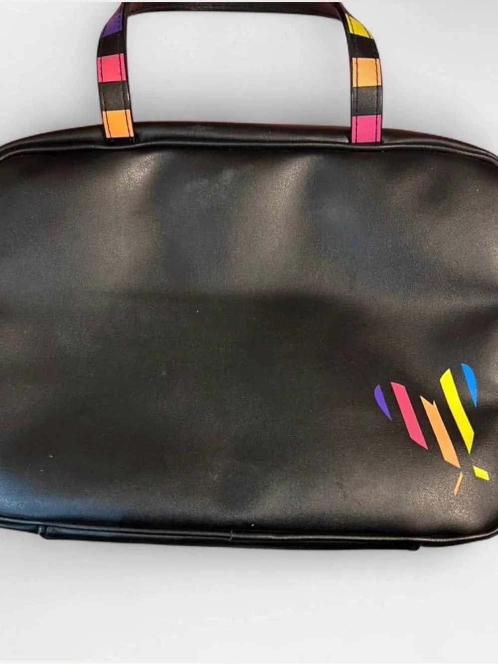 Victoria's Secret Black Makeup Tote with Multicolor Logo